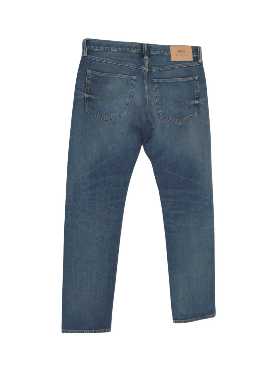 Herren upcycling Jeans Größe 34/32 mittelblaue Waschung regular straight fit 100% Baumwolle Japanese Denim