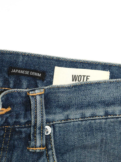 Herren upcycling Jeans mittelblaue Waschung Material aus japanischen Denim Größe 34/32