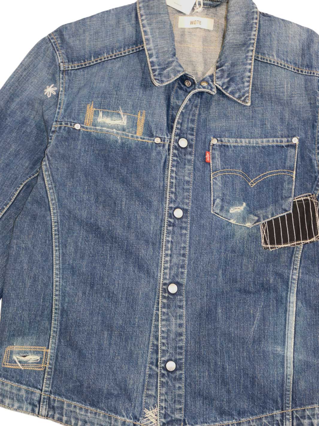 Männer Vintage Jeansjacke Größe XL eine Hemden Brusttasche links rechte Seite mit einer Leistentasche 100% Baumwolle