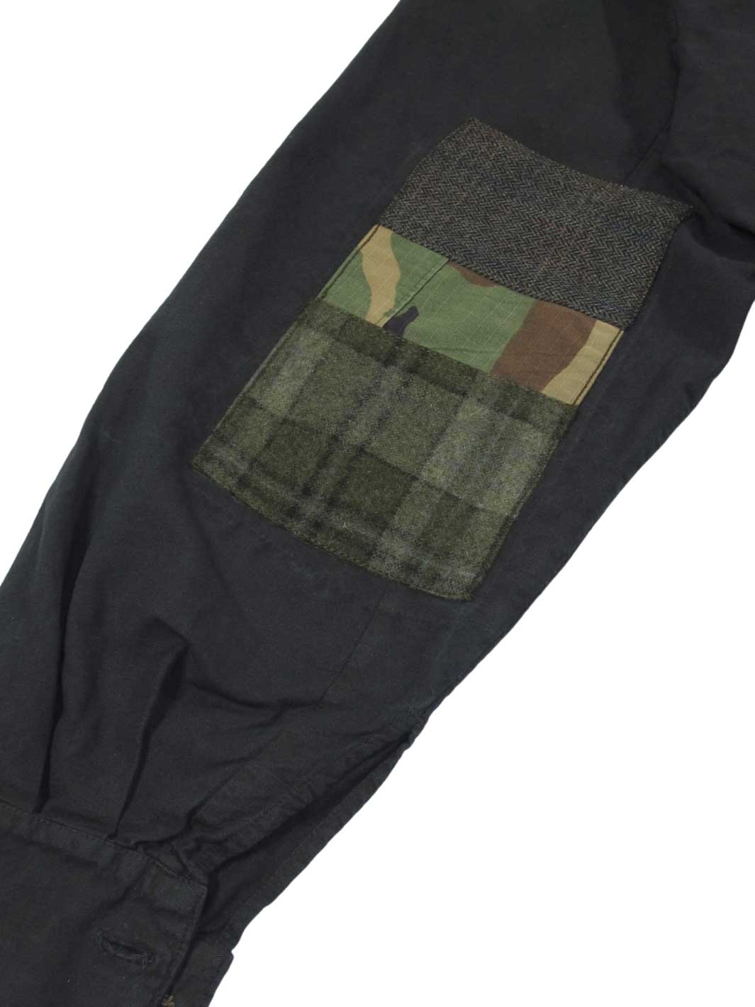 Unisex Vintage Militär Bluse anthrazit Größe L grün - braun - olive karierter Ellbogen Patch mit Camouflage Muster gemixt