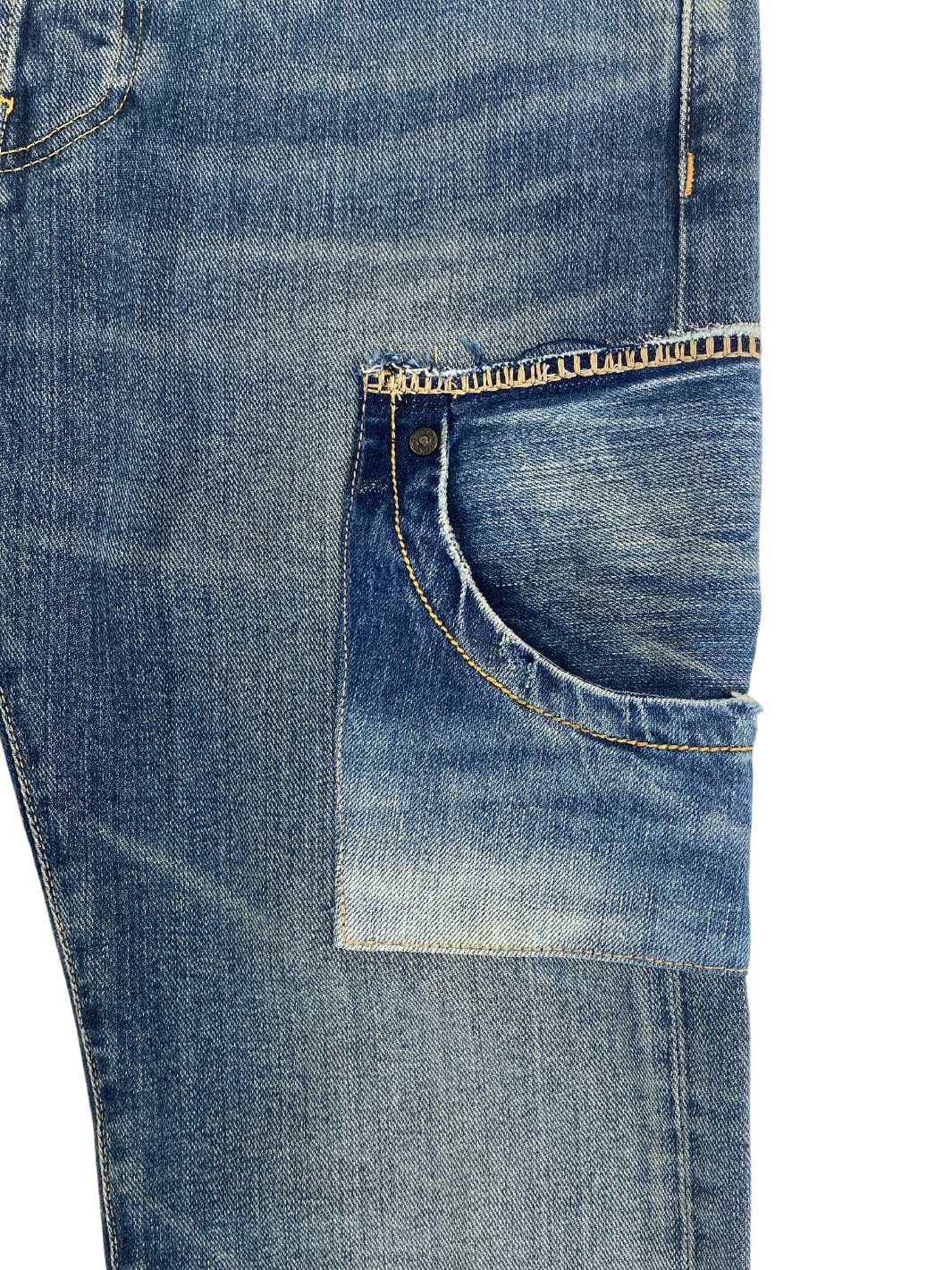 Herren Vintage Jeans Größe 30/32 aufgenähte Tasche mittelblau 100% Baumwolle Second Life WOTE