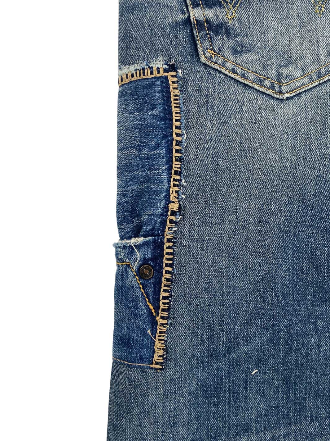 Männer Vintage Jeans mittelblau diverse Zier Stitchings 100% Baumwolle Second Life