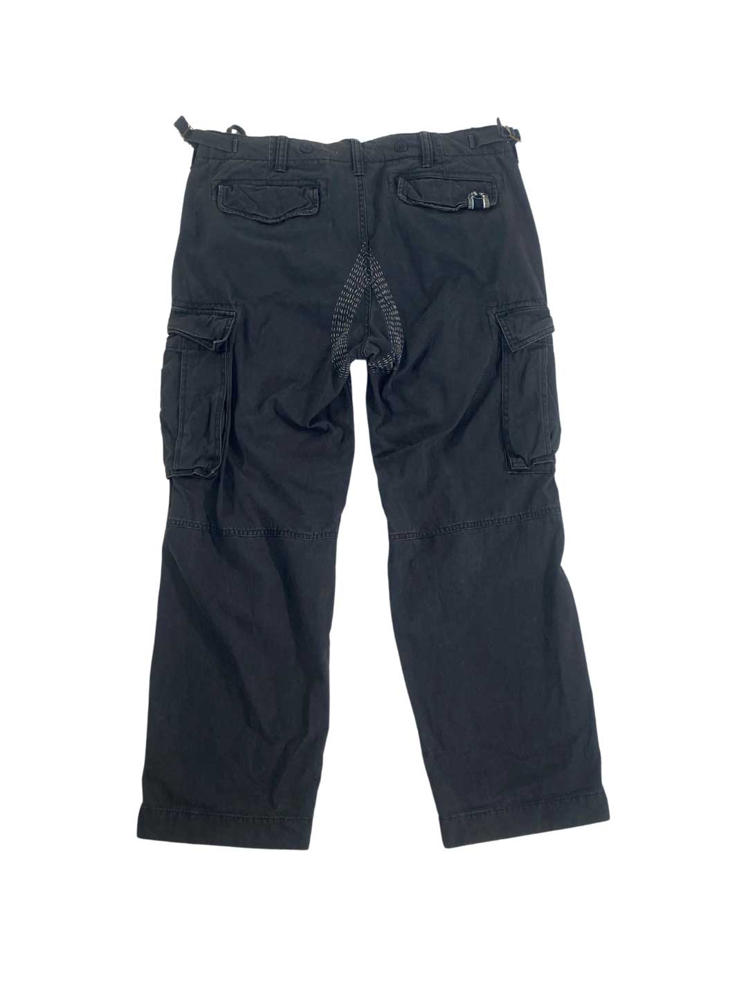 Männer Vintage Cargo Hose relaxed fit Größe 33/32 dunkelblau mehrfach per Handstich über Sattel