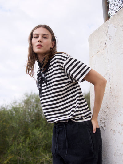 WOTE-Damen-Frauen-Rundhals-T-Shirt-Streifen-Bio-Baumwolle-Organic-Cotton-nachhaltig-schwarz-weiß