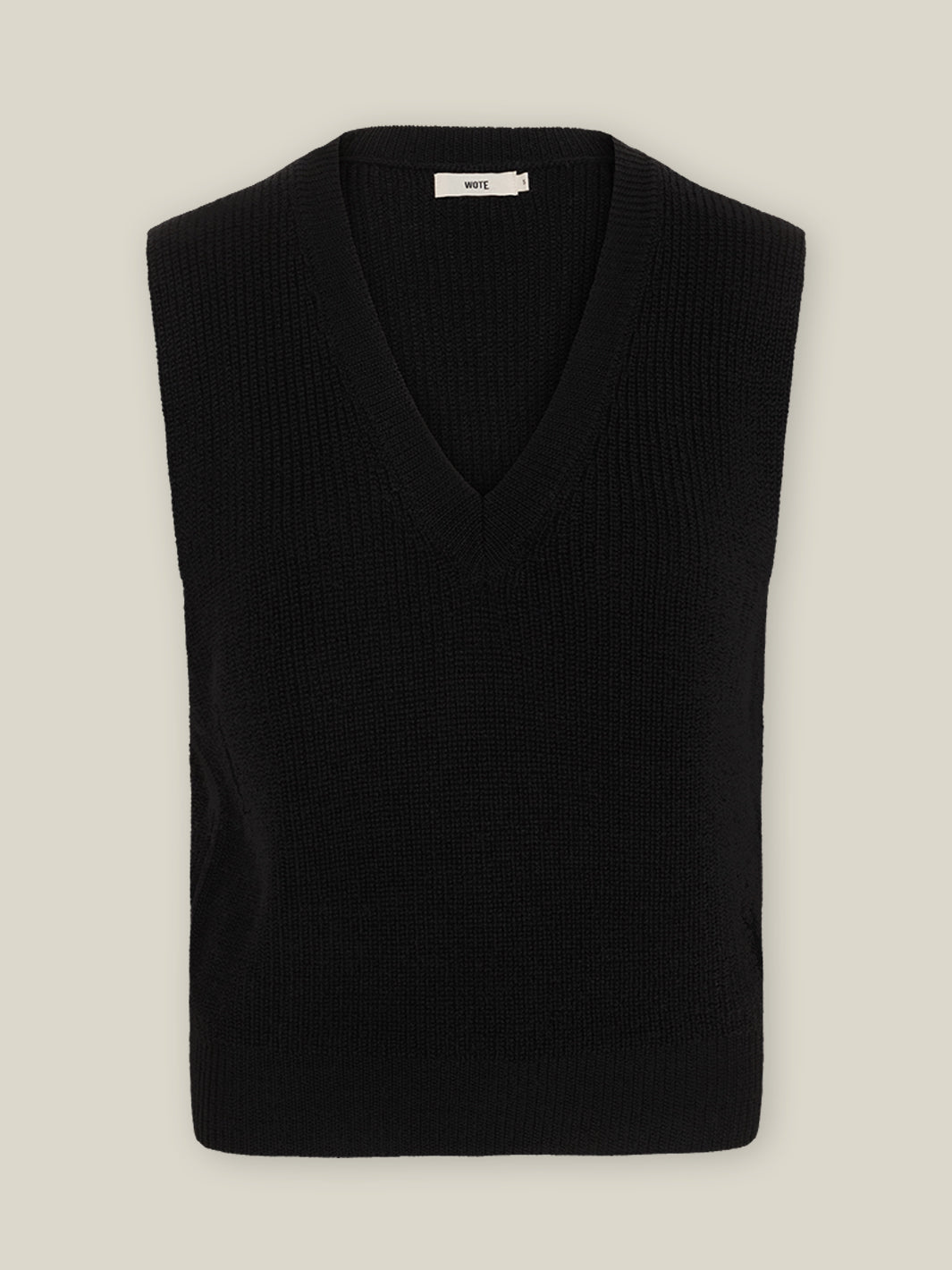 Damen Strick Pullunder V-Ausschnitt schwarz Merino Wolle GOTS zertifiziert in Italien produziert
