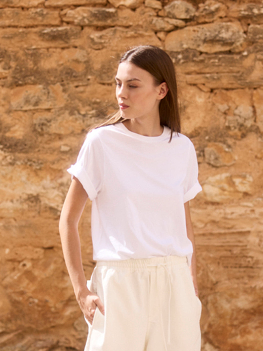 Relaxed Fit Rundhals T-Shirt aus Bio-Baumwolle