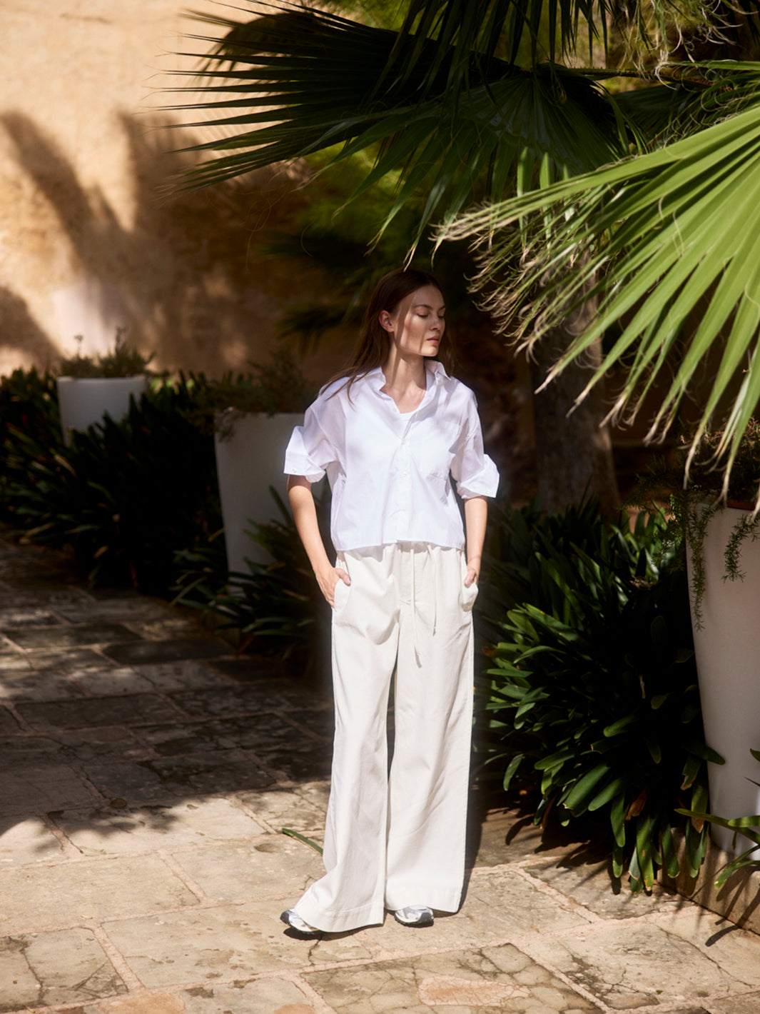 Kurze Hemdbluse aus Organic Cotton