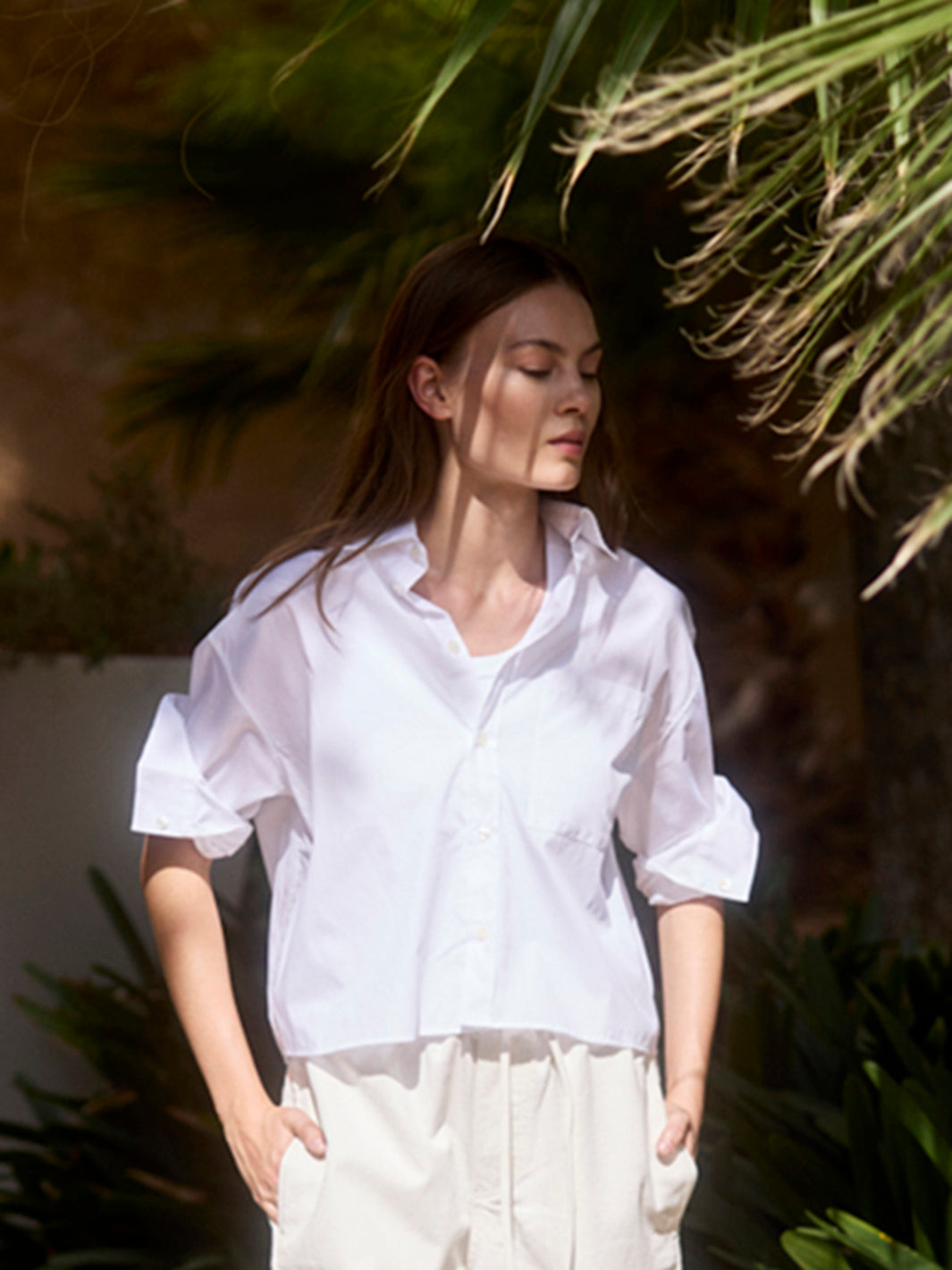 Kurze Hemdbluse aus Organic Cotton