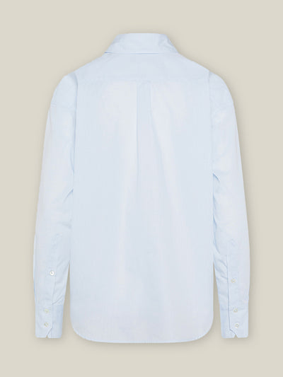 Damen Oversized Bluse in Hellblau aus reiner Bio-Baumwolle von WOTE - made in Portugal, Rückenansicht