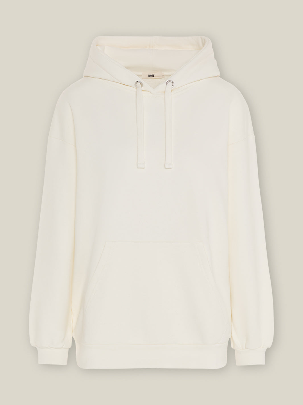 Damen Hoodie Sweatshirt in Off-White aus reiner Bio-Baumwolle von WOTE - hergestellt in Portugal, Freisteller Aufnahme