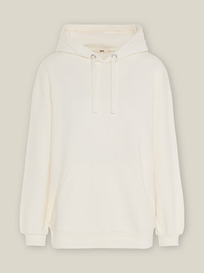Damen Hoodie Sweatshirt in Off-White aus reiner Bio-Baumwolle von WOTE - hergestellt in Portugal, Freisteller Aufnahme