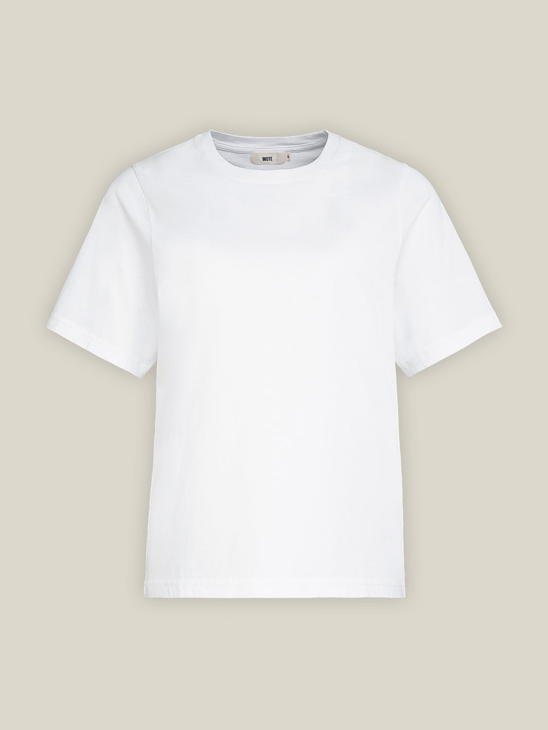 Uni Weißes Damen T-Shirt Rundhals aus Bio-Baumwolle in Portugal produziert, Freisteller Bild von WOTE