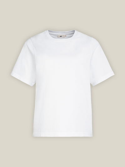 Uni Weißes Damen T-Shirt Rundhals aus Bio-Baumwolle in Portugal produziert, Freisteller Bild von WOTE