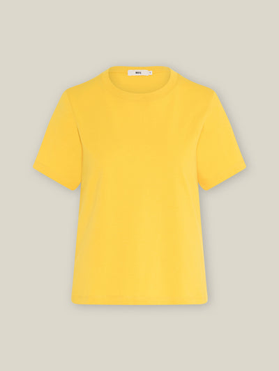 Damen T-Shirt Rundhalsausschnitt in Gelb aus reiner Bio-Baumwolle von WOTE - in Portugal hergestellt, Freigestelltes Bild
