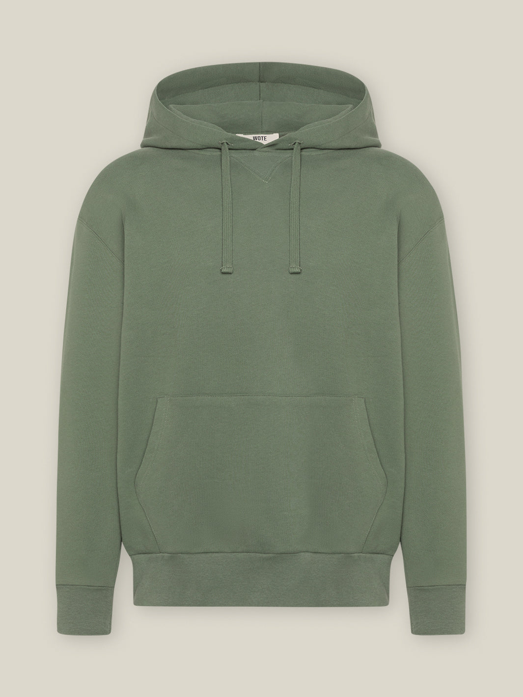 Herren Hoodie Sweatshirt in Olive aus Bio Baumwolle - Hergestellt in Portugal von WOTE - Frontansicht Freisteller
