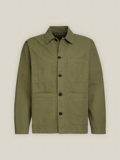 Utility Jacket aus Bio-Baumwolle in Olivgrün, Frontansicht