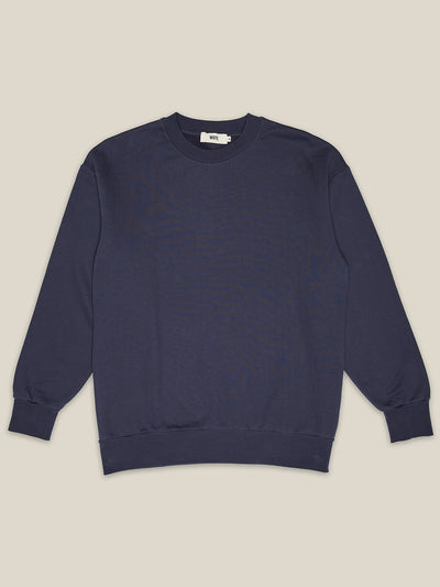 Luxuriöses oversized Rundhals Sweatshirt dunkelblau 100% organic Cotton Made in Europe