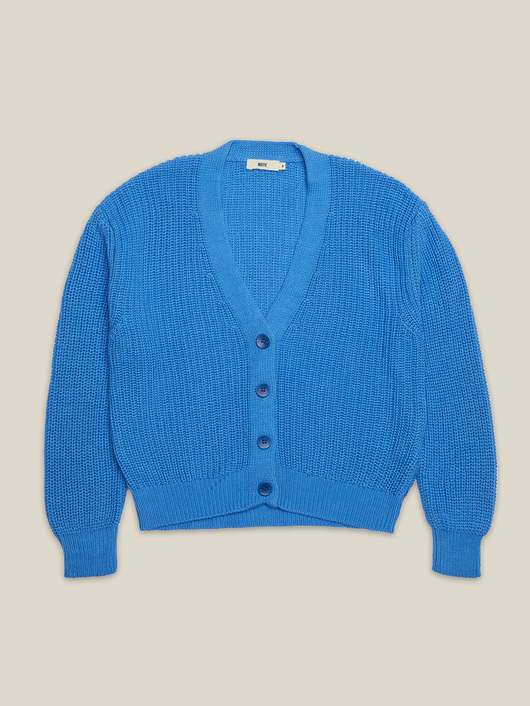 Damen Strick Cardigan blau reine Baumwolle GOTS zertifiziert in Italien produziert