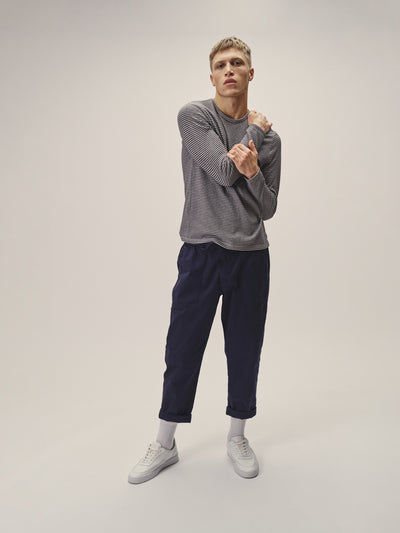 Herren Longsleeve in Anthrazit- Grau Melange gestreift von WOTE - made in Portugal, rechte Seitenansicht