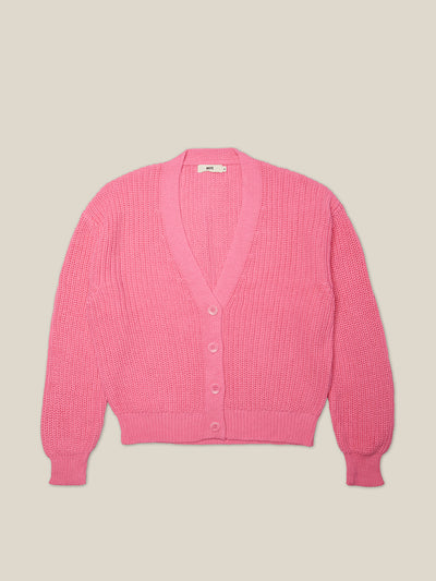 Damen Strickjacke pink 100% Bio Baumwolle GOTS zertifiziert made in Italy