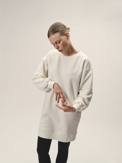 Frauen Sweatkleid off white oversized 100% organic Cotton made in Portugal
