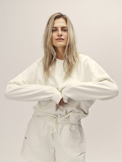 Damen Rundhals Sweatshirt oversized off white 100% organic Cotton made in Portugal