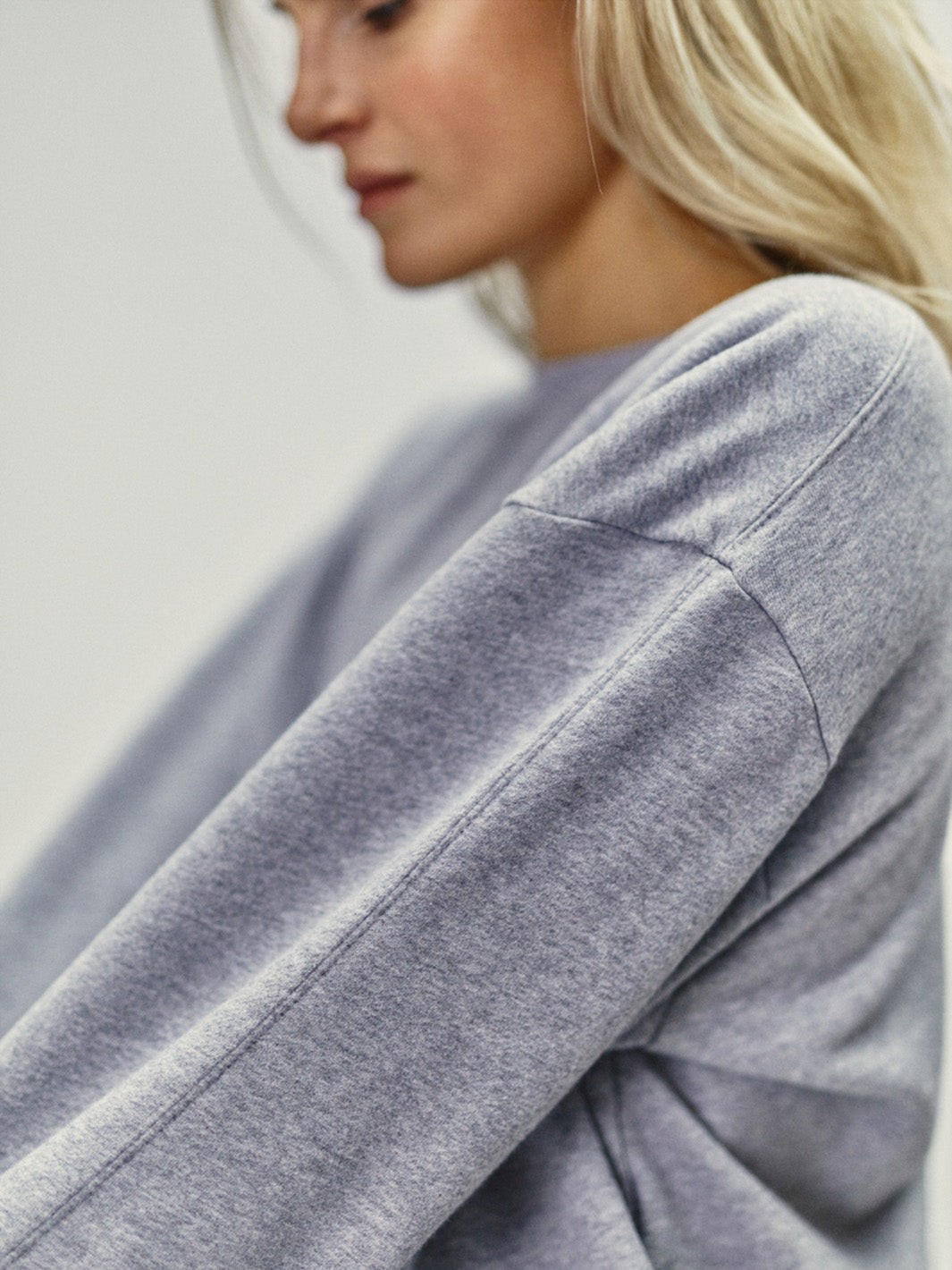 Damen Sweatshirt Rundhals Ausschnitt grau melange organic Cotton hergestellt in Portugal