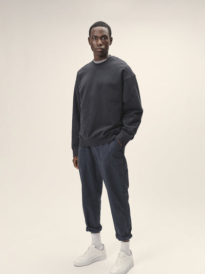 Fair Fashion oversized Rundhals Sweatshirt navy reine Bio Baumwolle hergestellt in Portugal