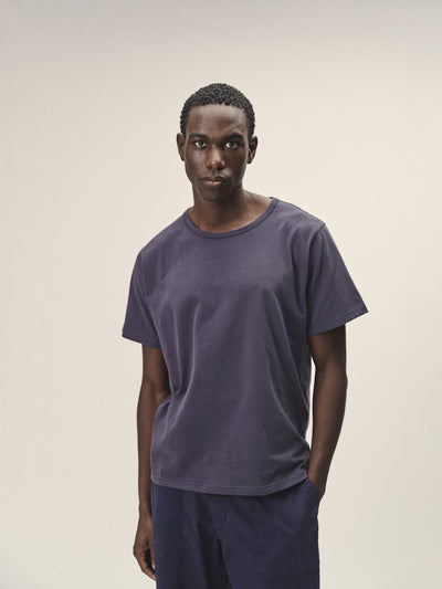 Männer T-Shirt regular Fit Rundhals Ausschnitt dunkelblau aus reiner Bio Baumwolle produziert in Portugal