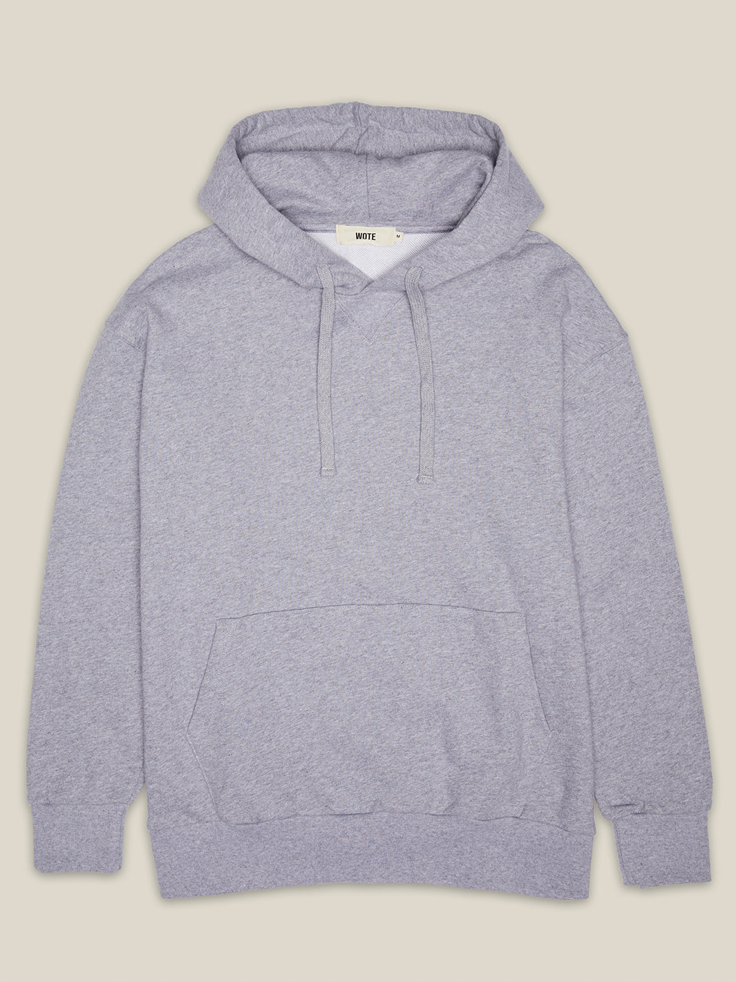Herren Oversized Sweatshirt mit Kapuze in Grau-Melange aus weicher Bio-Baumwolle - made in Portugal von WOTE - Freisteller Front