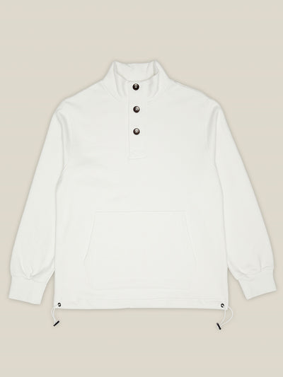 Herren Stehkragen Sweatshirt, geknöpft in Off-White aus Bio-Baumwolle von WOTE - made in Portugal, Freisteller Bild