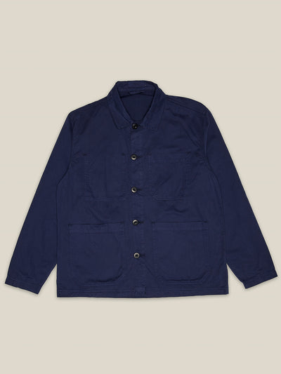 Herren Worker Jacket in Blau 3 aufgesetzte Taschen aus reiner Bio Baumwolle fair produziert in Portugal von WOTE - Freisteller